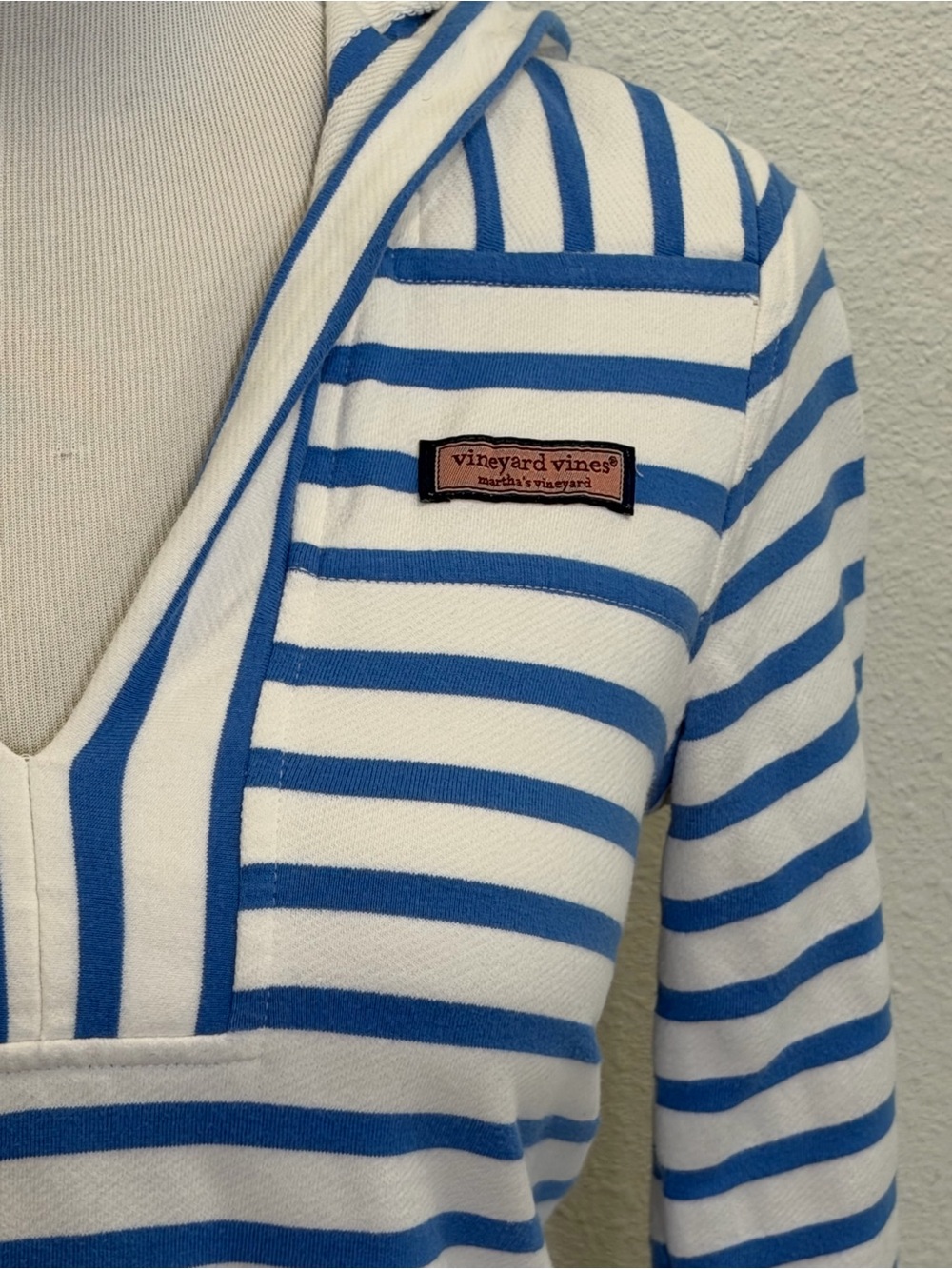 Vineyard Vines Hooded Beach Pool Striped Shep Cover Up Womens XS Blue White Swim - Picture 3 of 9